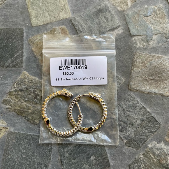 SS Inside- Out Wht CZ Hoops - Picture 8 of 11